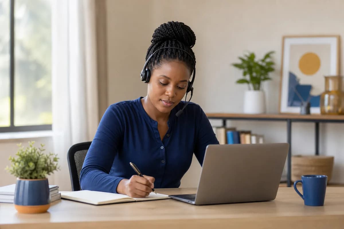 Kenyan remote customer support professional documenting an escalation