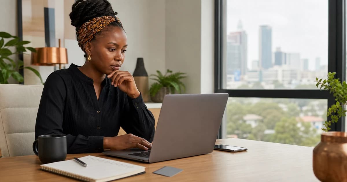 Kenyan professional checking location eligibility for an AI work platform